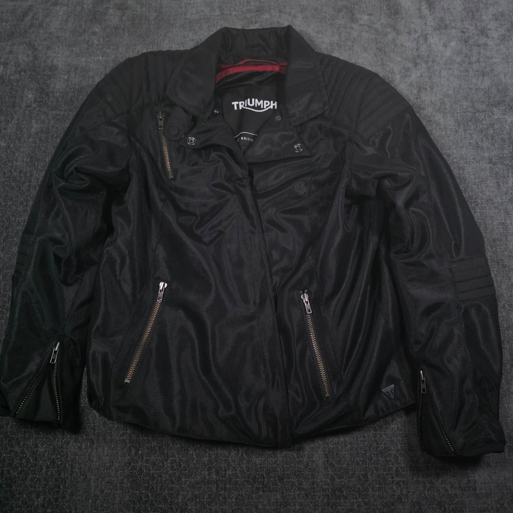 Triumph Motorcycles Mesh Riding Jacket Black Quilted Shoulder Mens 2L Padded